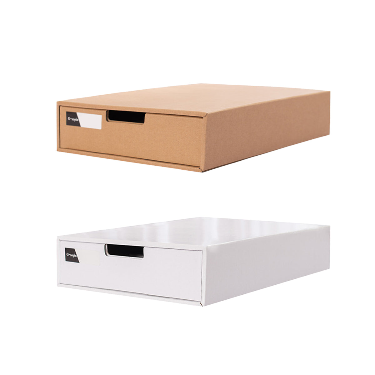 3pcs Kraft Paper Storage Boxes with Pullout Drawer