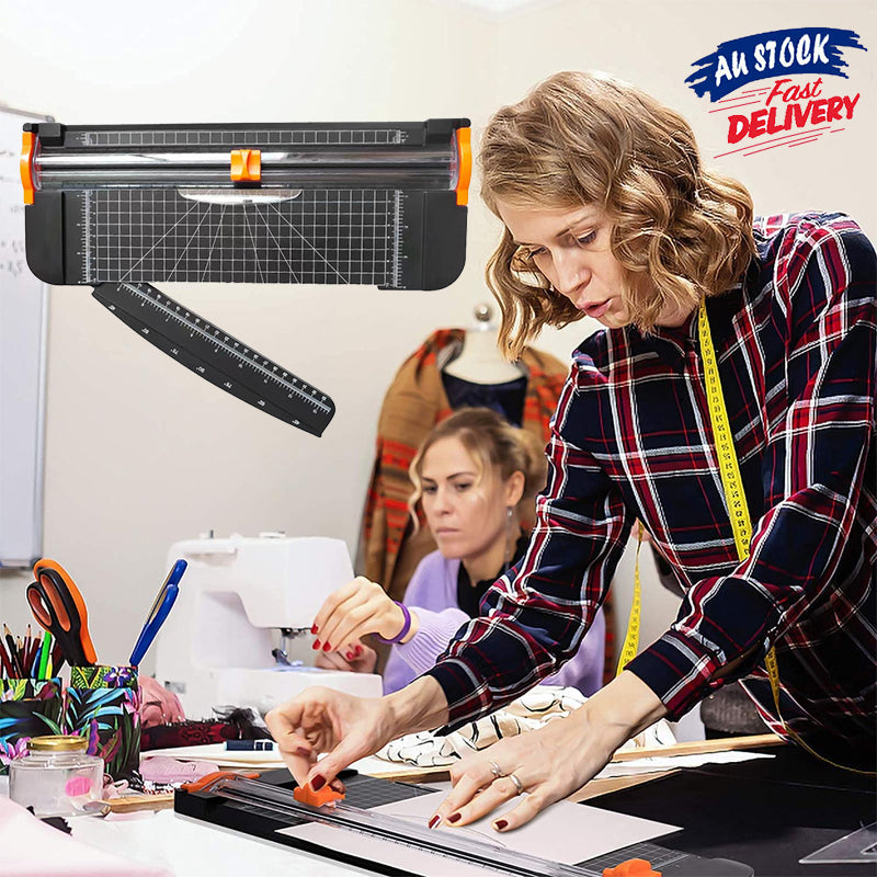 A4 Rotary Paper Trimmer with Ruler and Safety Guard Black