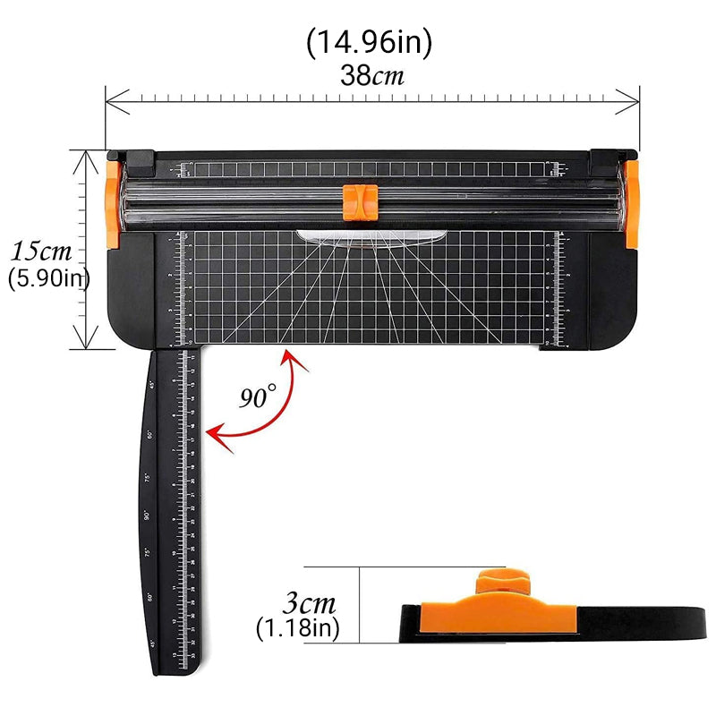 A4 Rotary Paper Trimmer with Ruler and Safety Guard Black