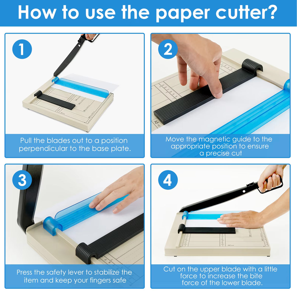 A4 Paper Cutter Guillotine with Non-Slip Base and Guide Grid