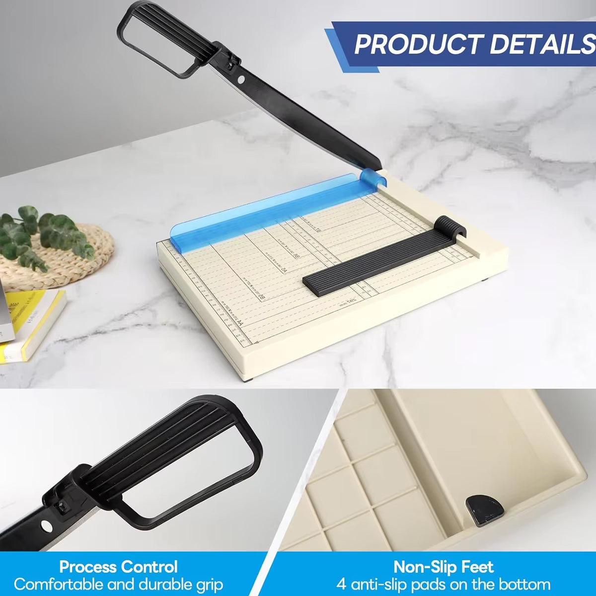 A4 Paper Cutter Guillotine with Non-Slip Base and Guide Grid