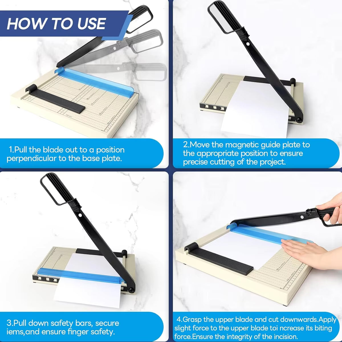 A4 Paper Cutter Guillotine with Non-Slip Base and Guide Grid