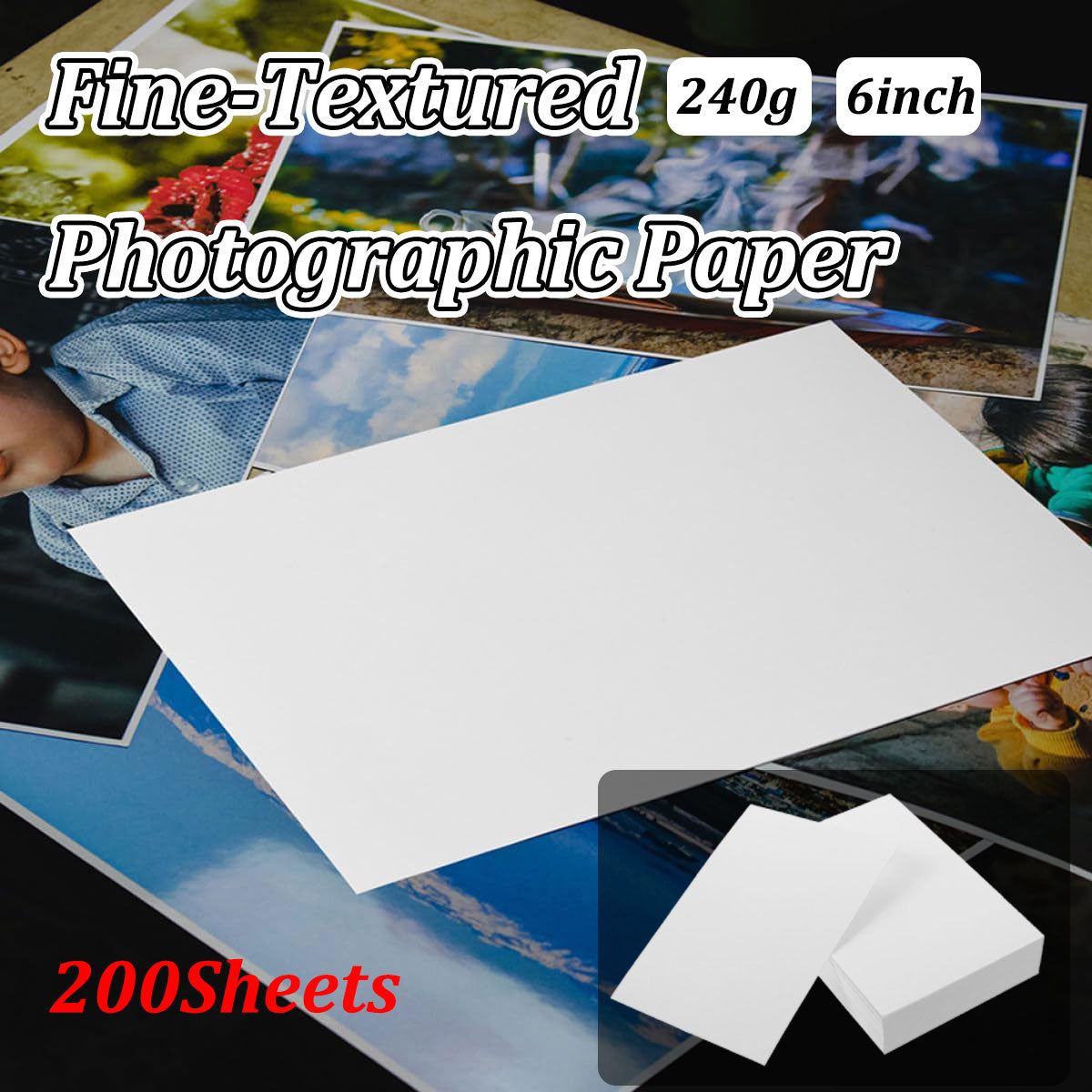 200 Sheets 6x4 Inch Photo Paper Velvet Surface 240gsm