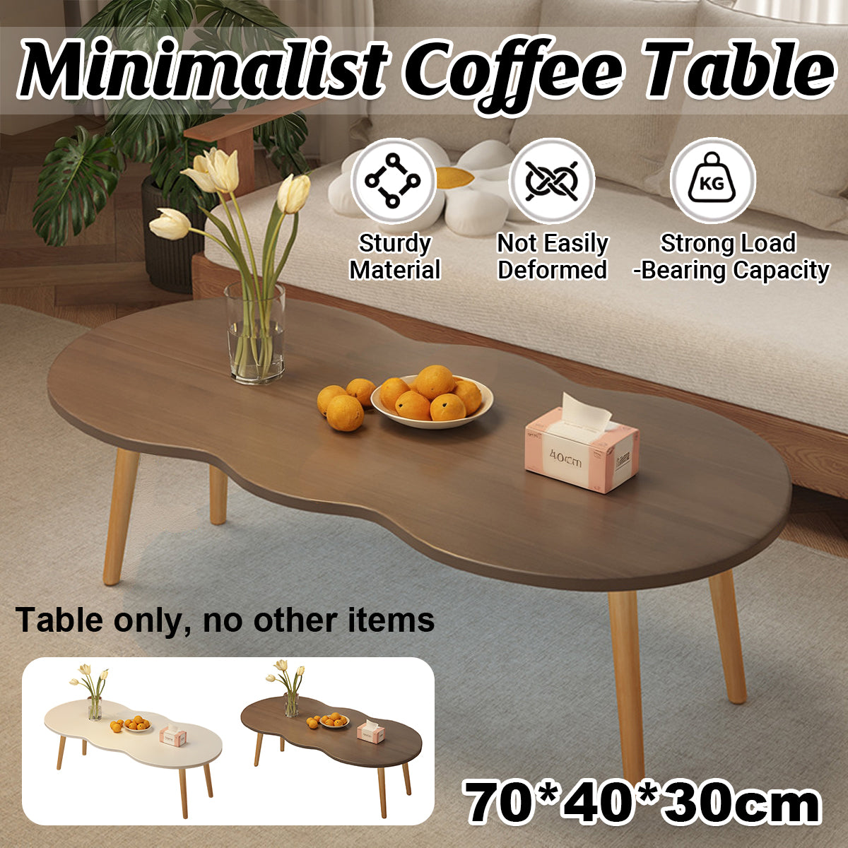 Minimalist Coffee Table with Rounded Corners