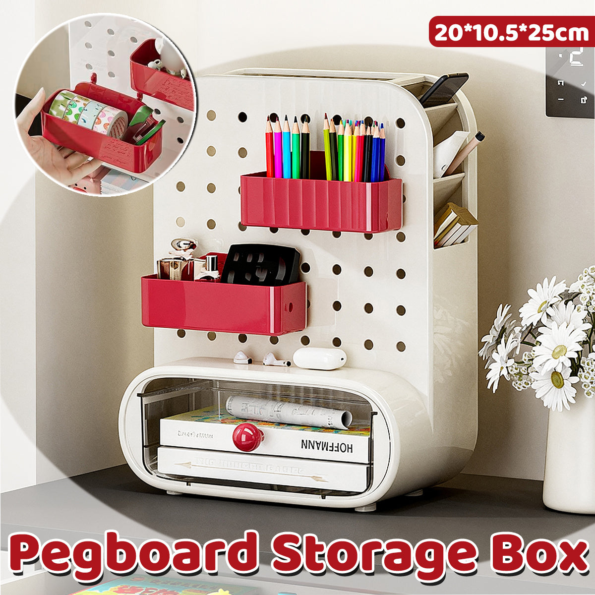 Drawer Pegboard Desktop Storage Box Space Saving Organizer