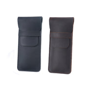 2 Pcs Leather Pencil Case Set, Genuine Cowhide, Coffee and Black