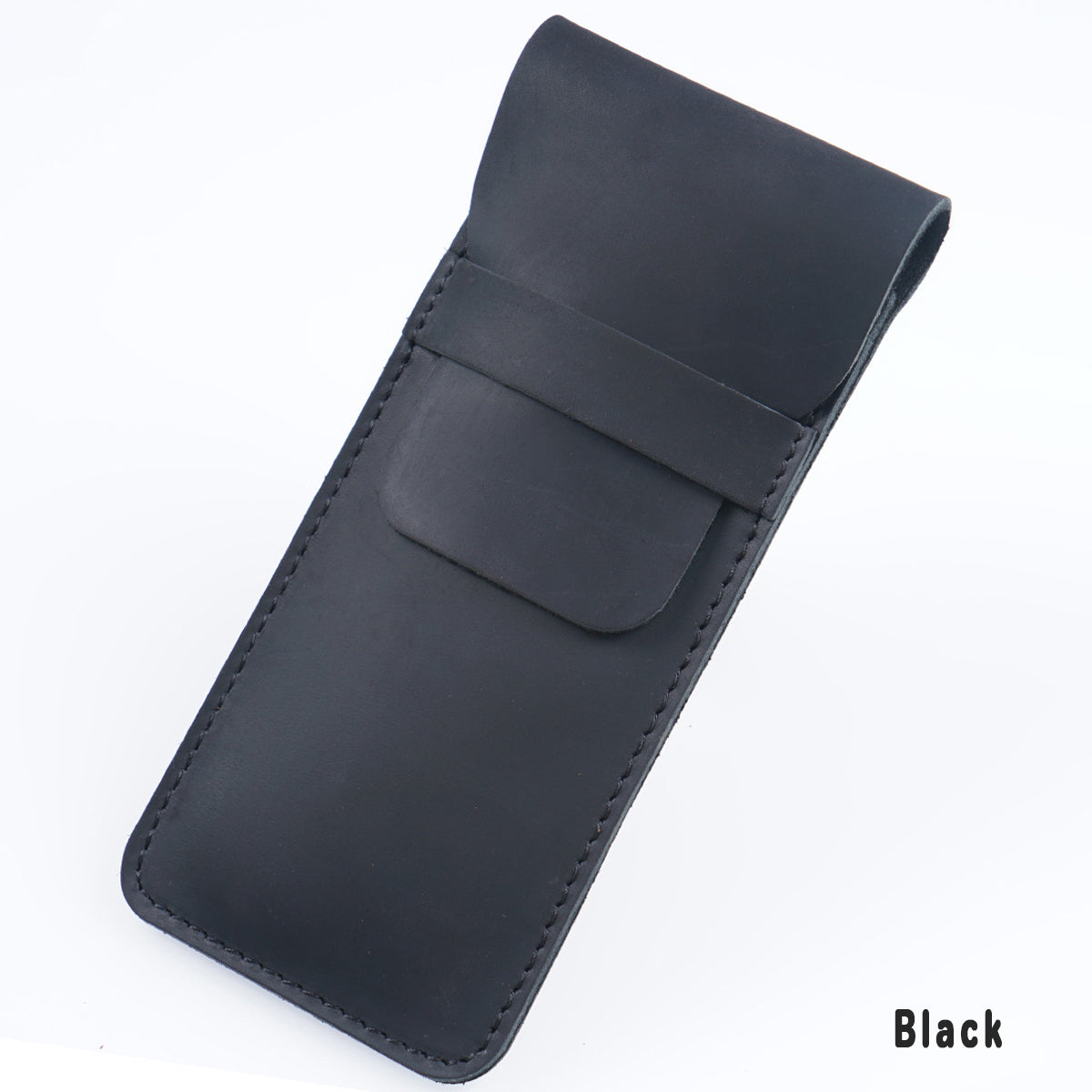 2 Pcs Leather Pencil Case Set, Genuine Cowhide, Coffee and Black