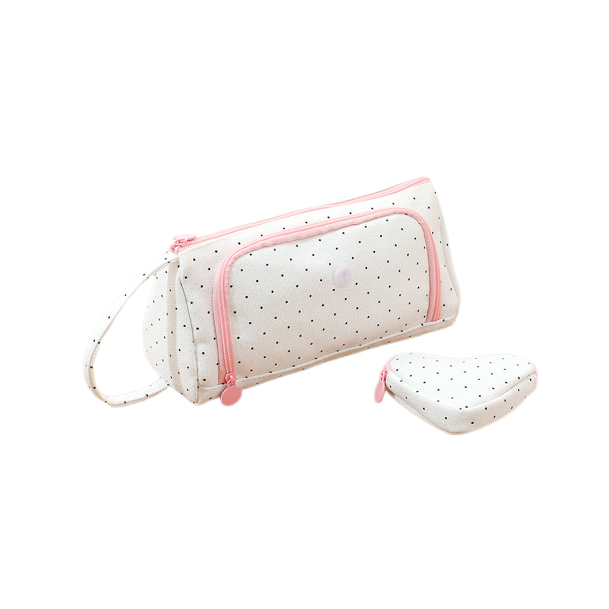 Canvas Pencil Case Large Capacity Plaid Multi-Compartment Handle