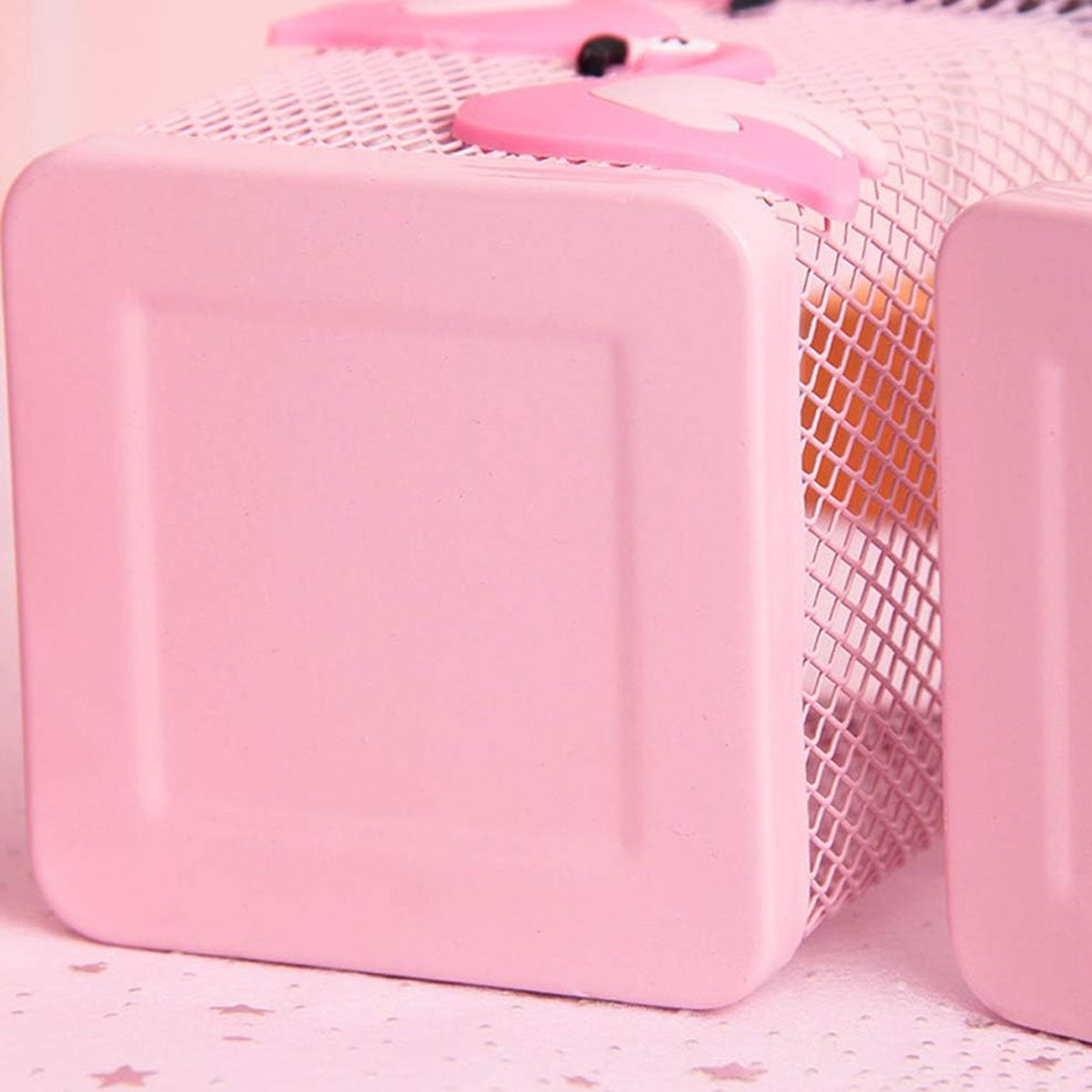 2 Pcs Mesh Pen Holder Flamingo Design Pink Metal Organiser