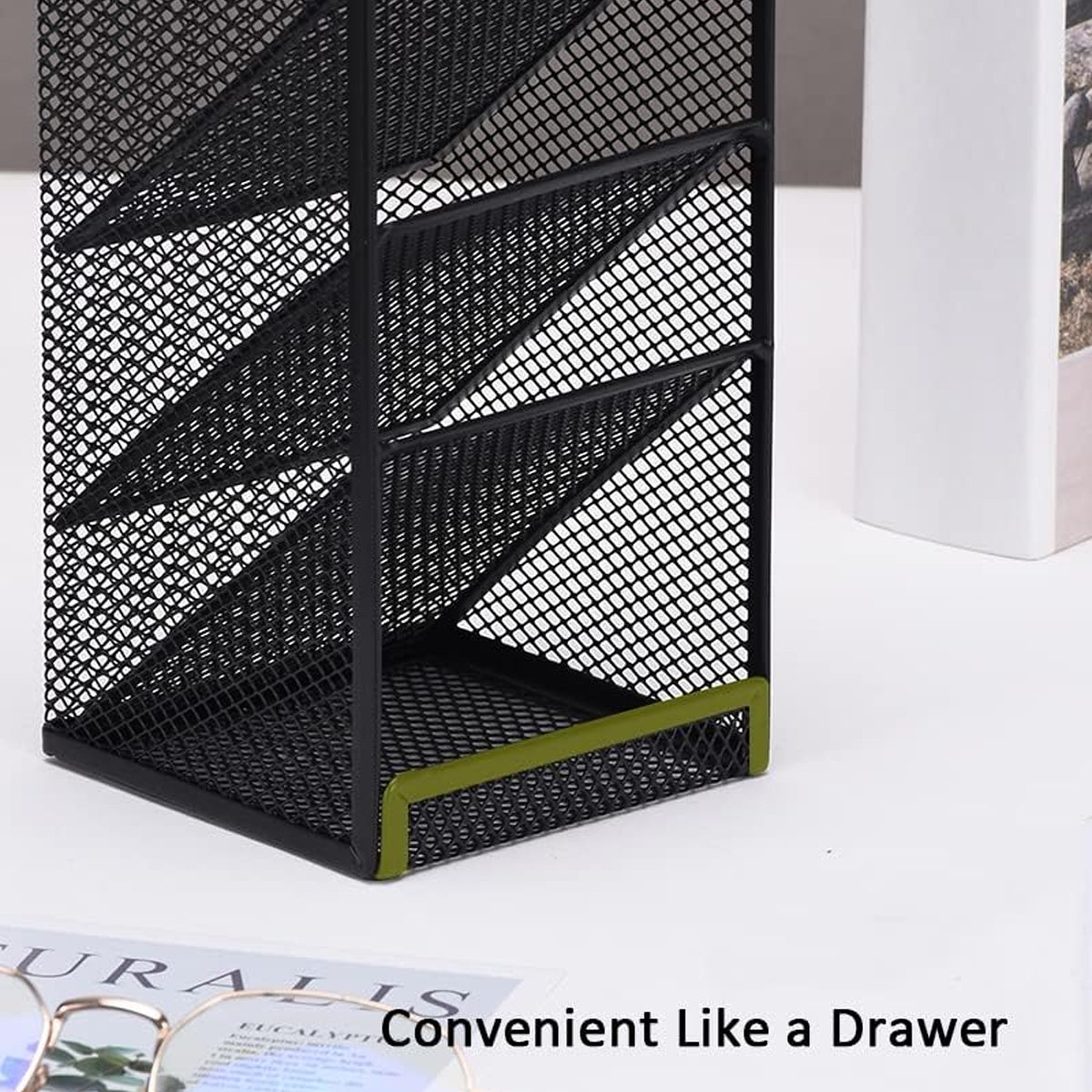 Slanting Pen Holder Desk Organiser 5-Layer Metal Mesh