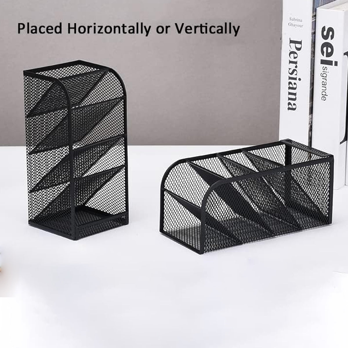Slanting Pen Holder Desk Organiser 5-Layer Metal Mesh