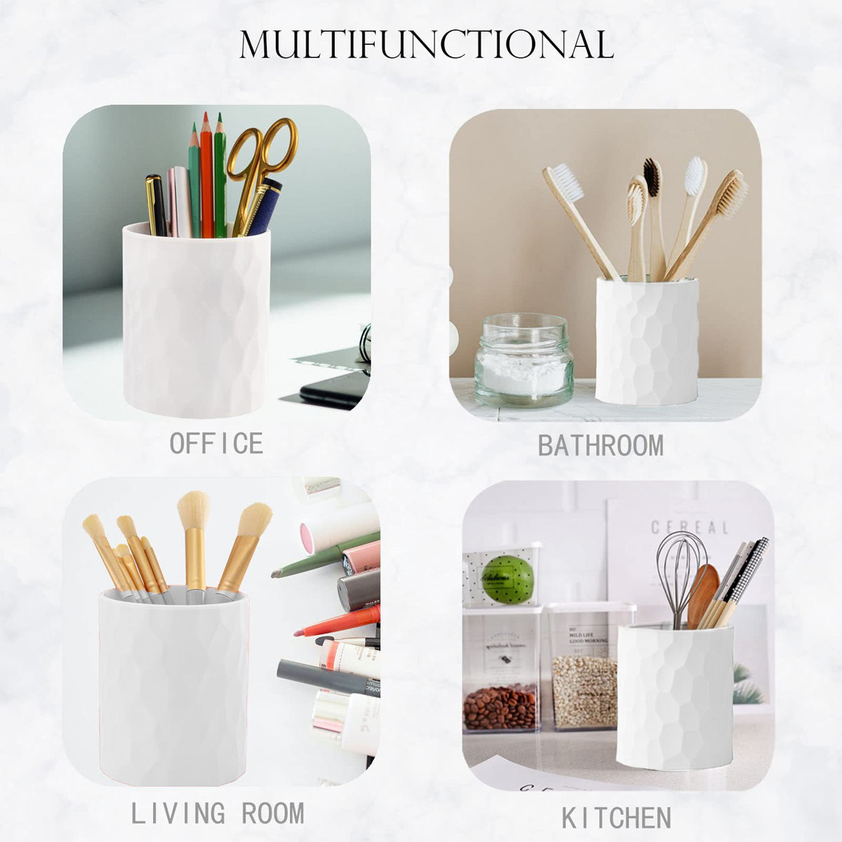 White Silicone Pen Holder Cylinder Non-Toxic Desk Organiser