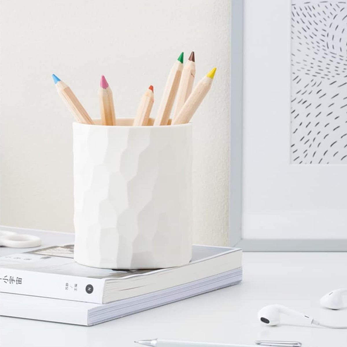 White Silicone Pen Holder Cylinder Non-Toxic Desk Organiser