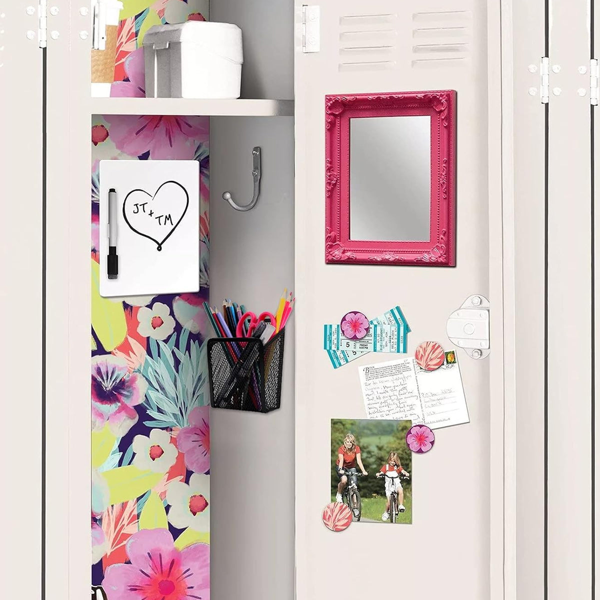 Magnetic Mesh Pen Holder Square Black Iron Desk Organizer