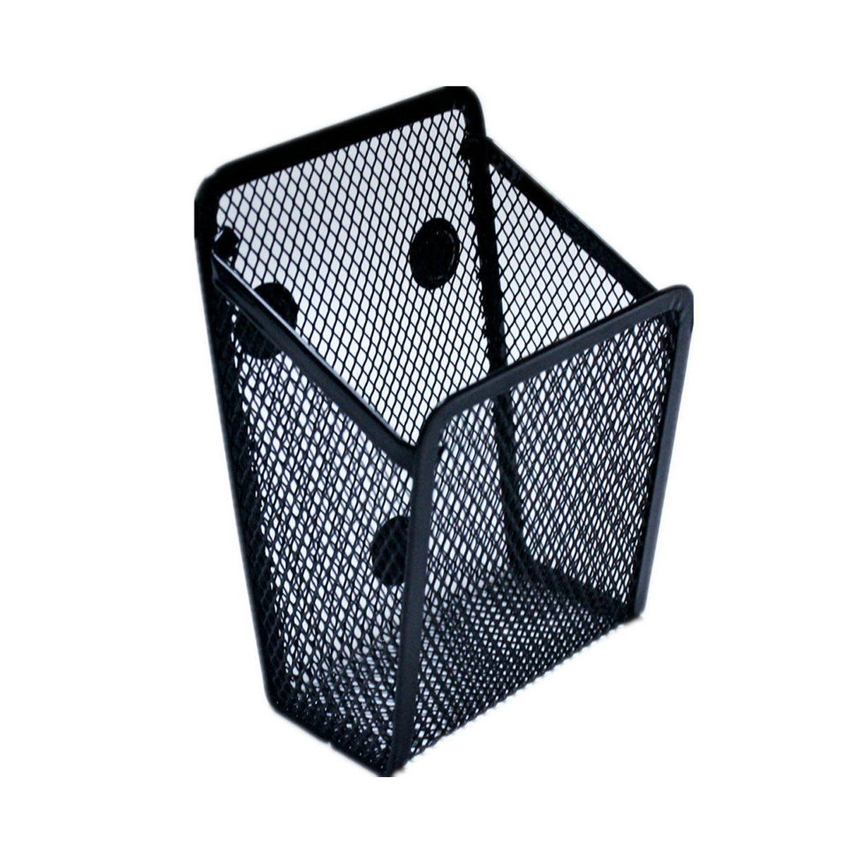 Magnetic Mesh Pen Holder Square Black Iron Desk Organizer