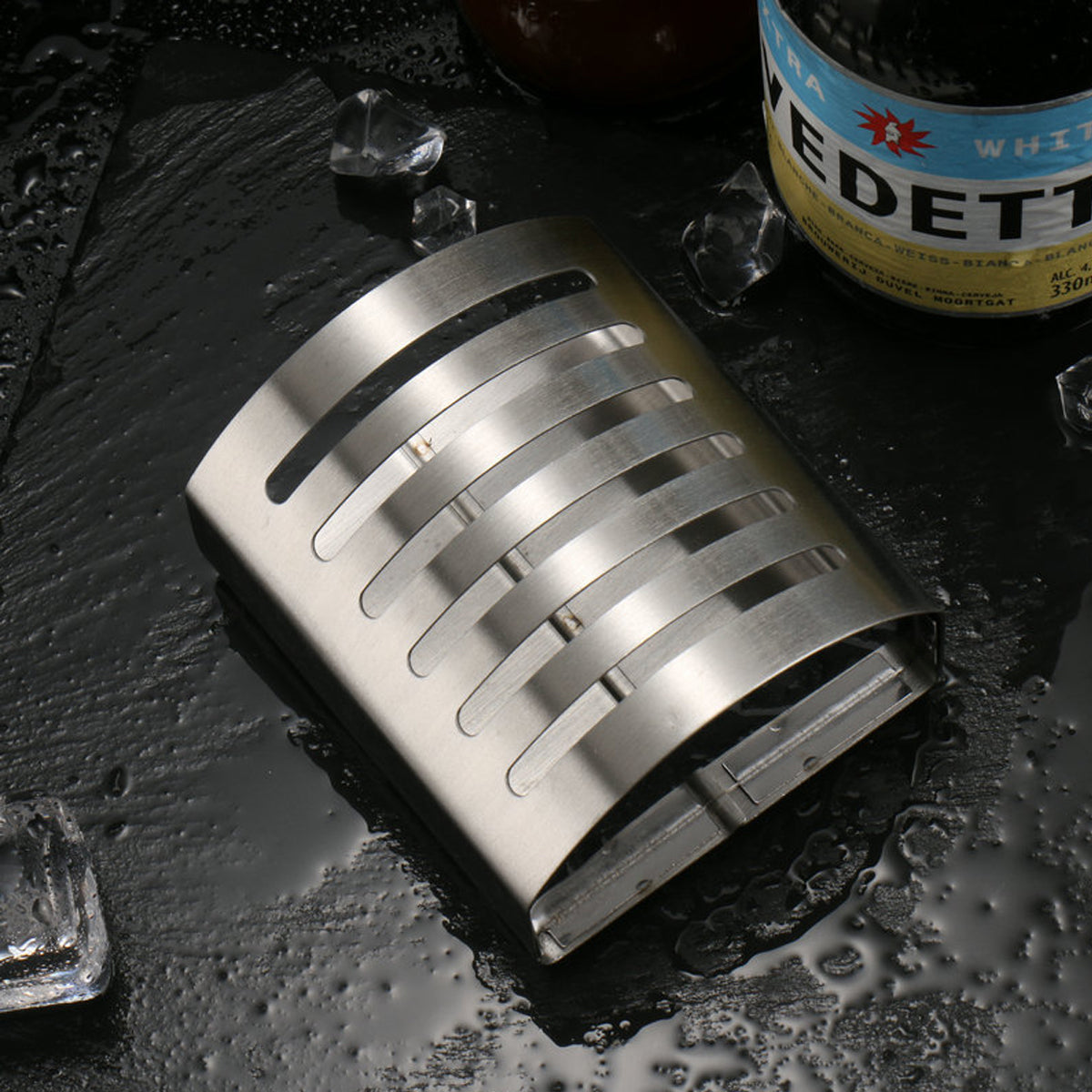 Stainless Steel Magnetic Pen Holder Slotted Design Silver