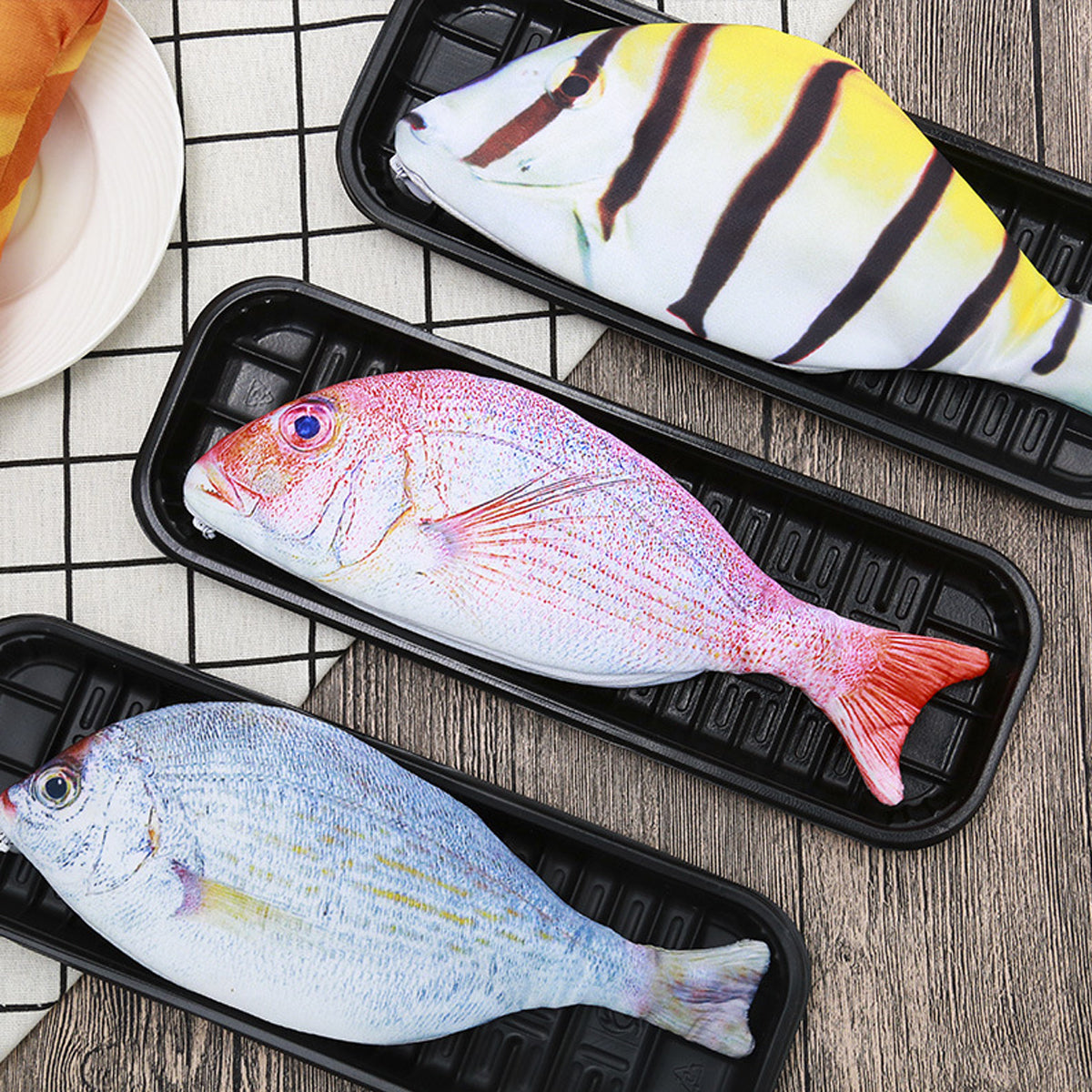 Creative Fish Pencil Case Large Capacity Waterproof Oxford Zip