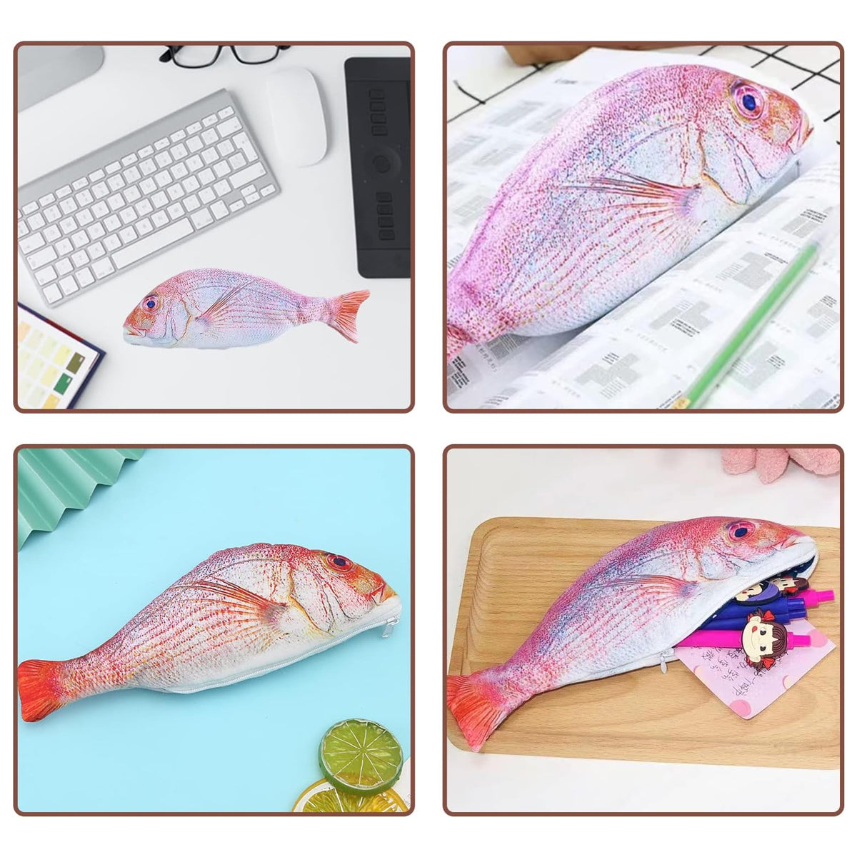 Creative Fish Pencil Case Large Capacity Waterproof Oxford Zip