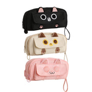 Embroidered Cat Pencil Case Multifunction Large Capacity