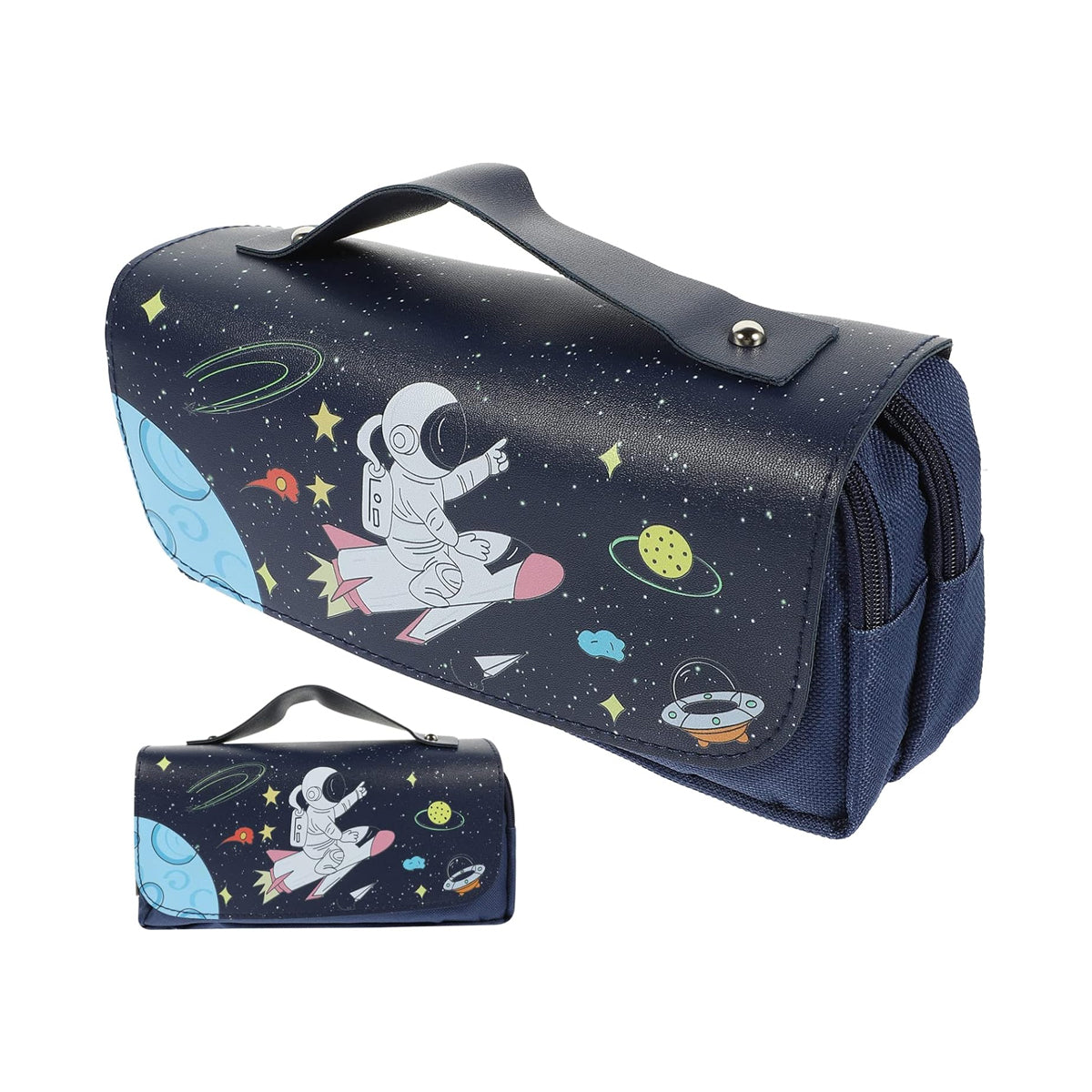 Pencil Case PU Oxford Cloth Stationery Bag with Zipper