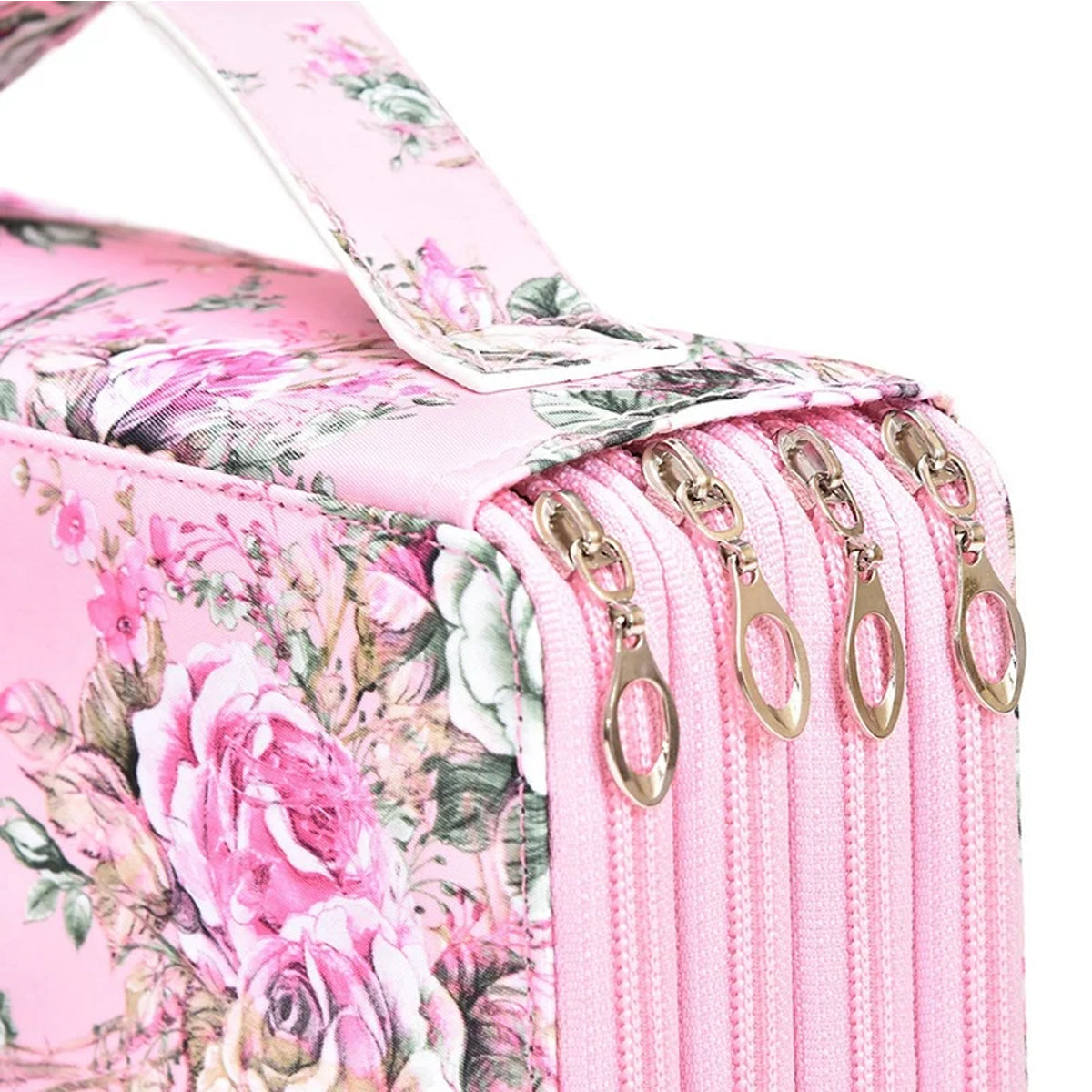 200-Slot Floral Pencil Case with Handle