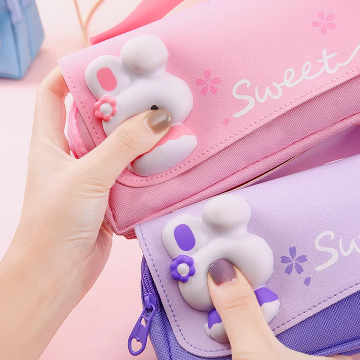 Pencil Case PU Oxford Cloth Stationery Bag with Zipper