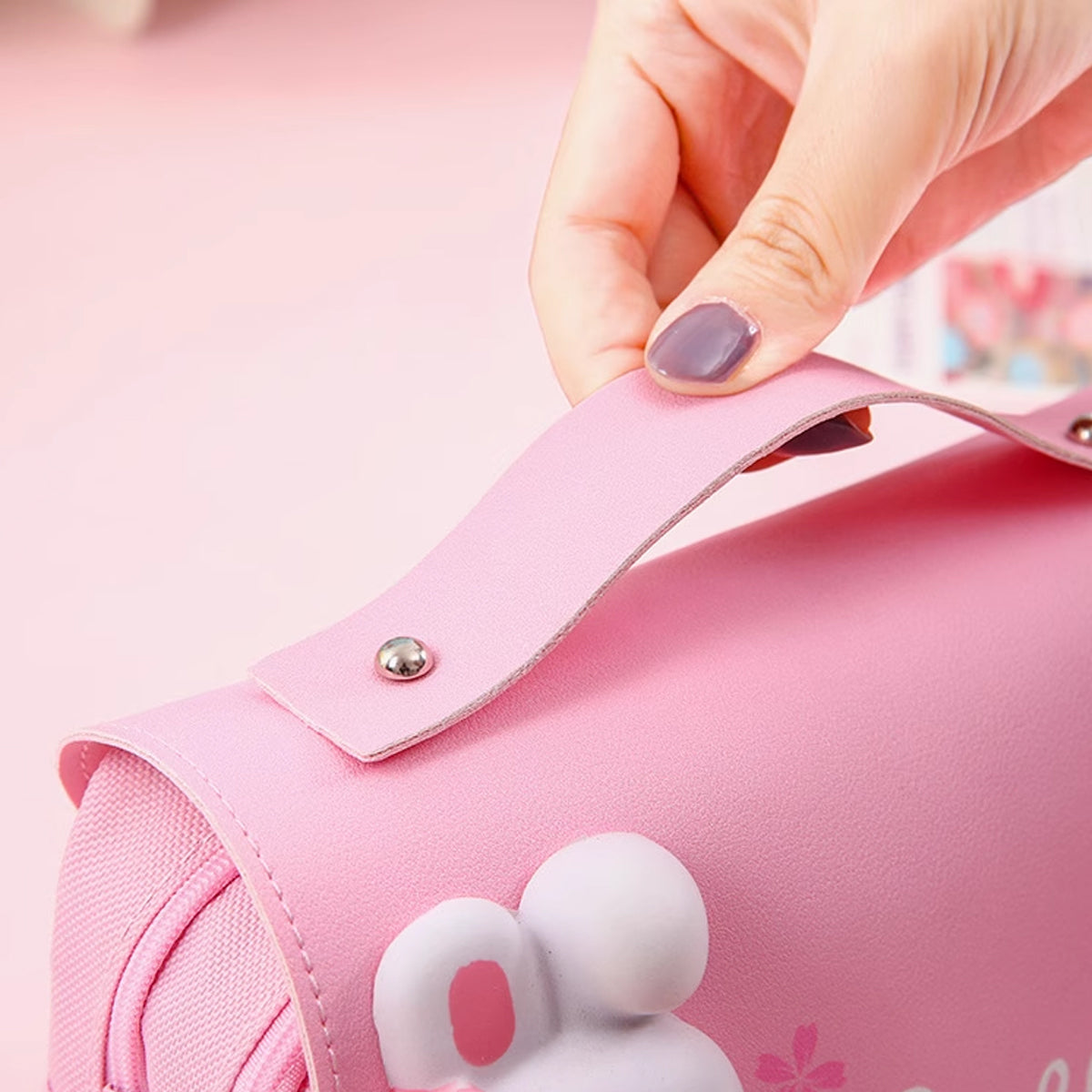 Pencil Case PU Oxford Cloth Stationery Bag with Zipper
