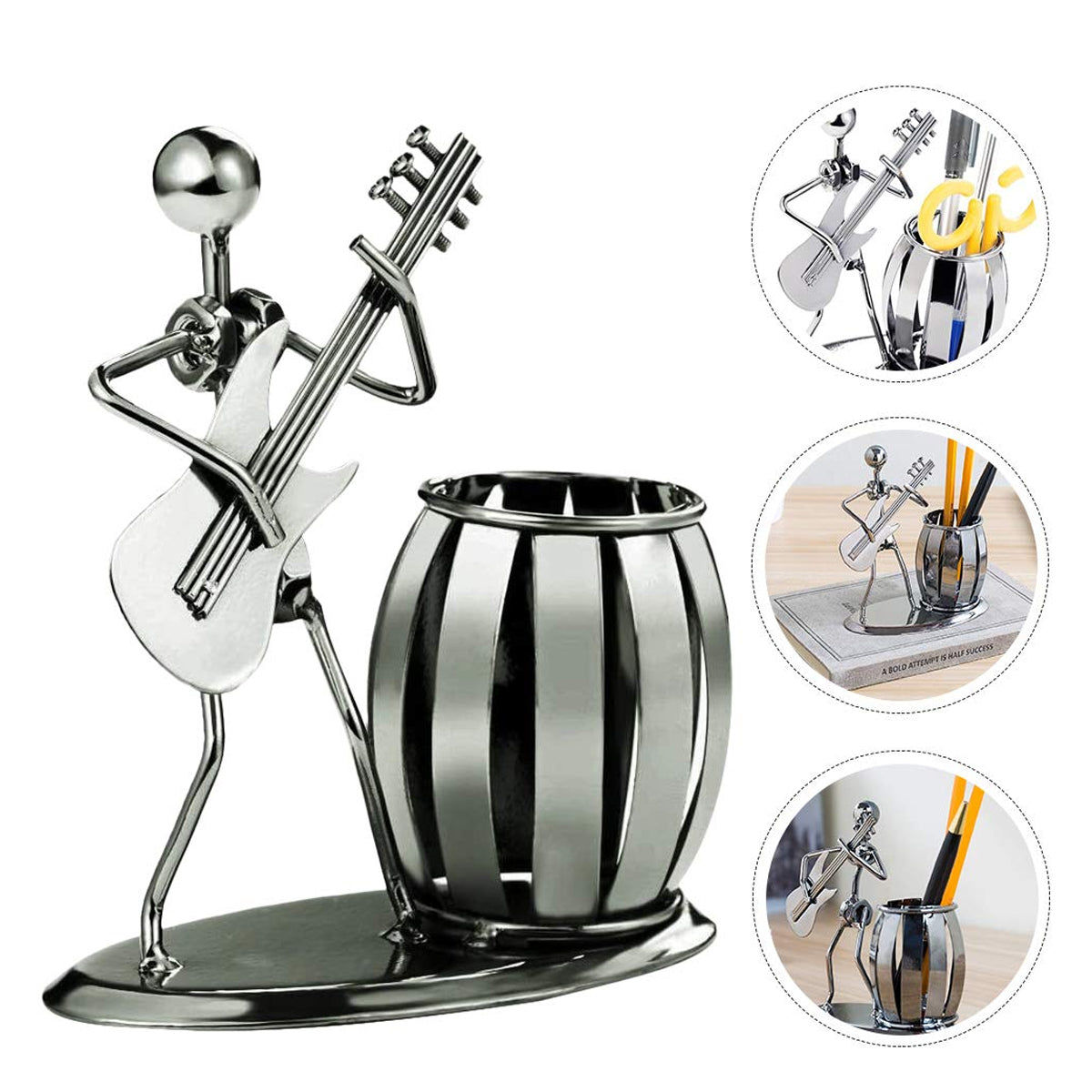 Pencil Holder Vintage Musical Design Iron Black Finish