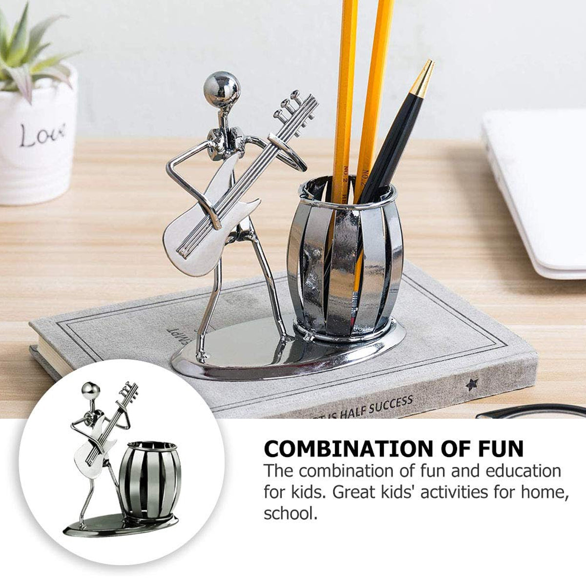 Pencil Holder Vintage Musical Design Iron Black Finish
