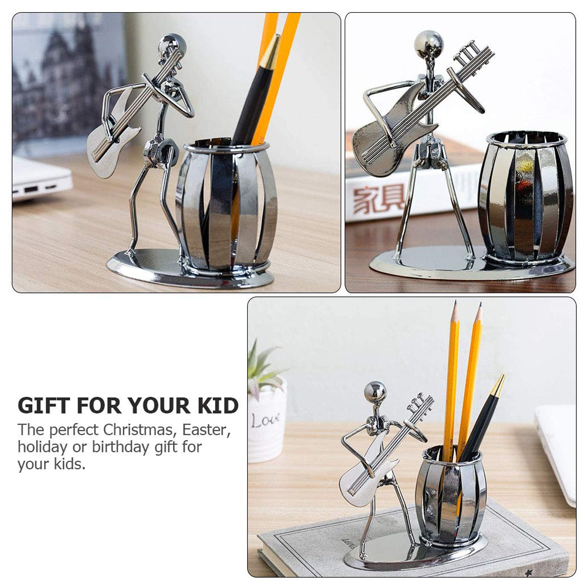 Pencil Holder Vintage Musical Design Iron Black Finish