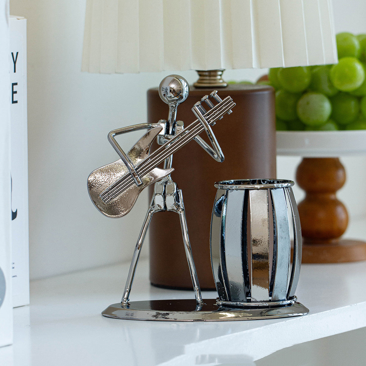 Pencil Holder Vintage Musical Design Iron Black Finish