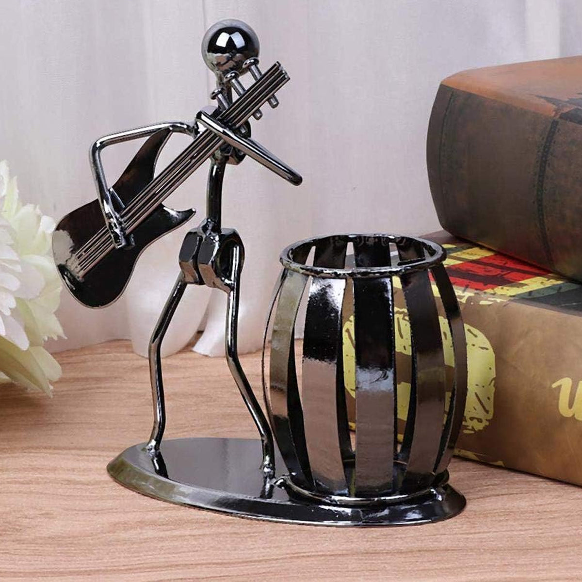 Pencil Holder Vintage Musical Design Iron Black Finish