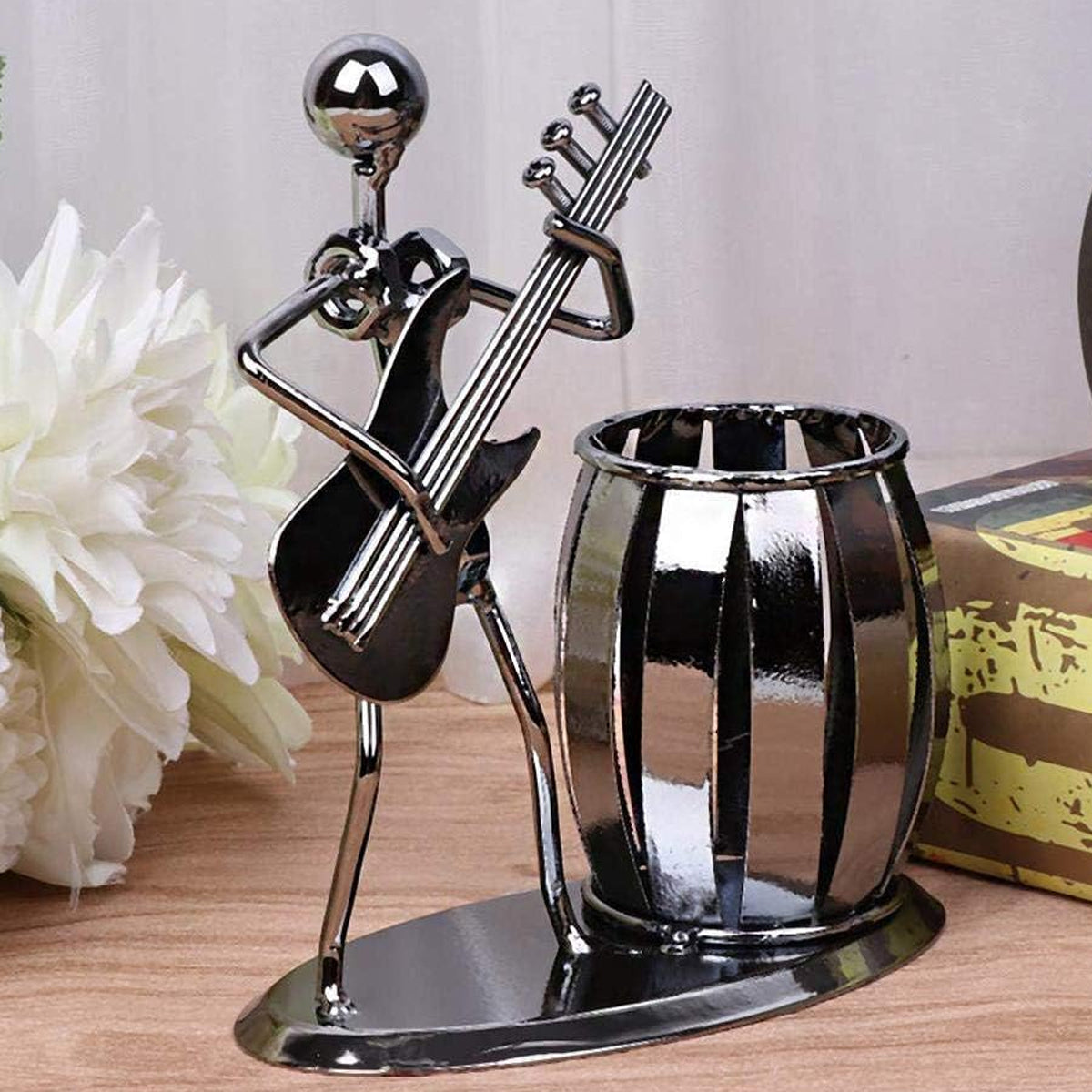 Pencil Holder Vintage Musical Design Iron Black Finish