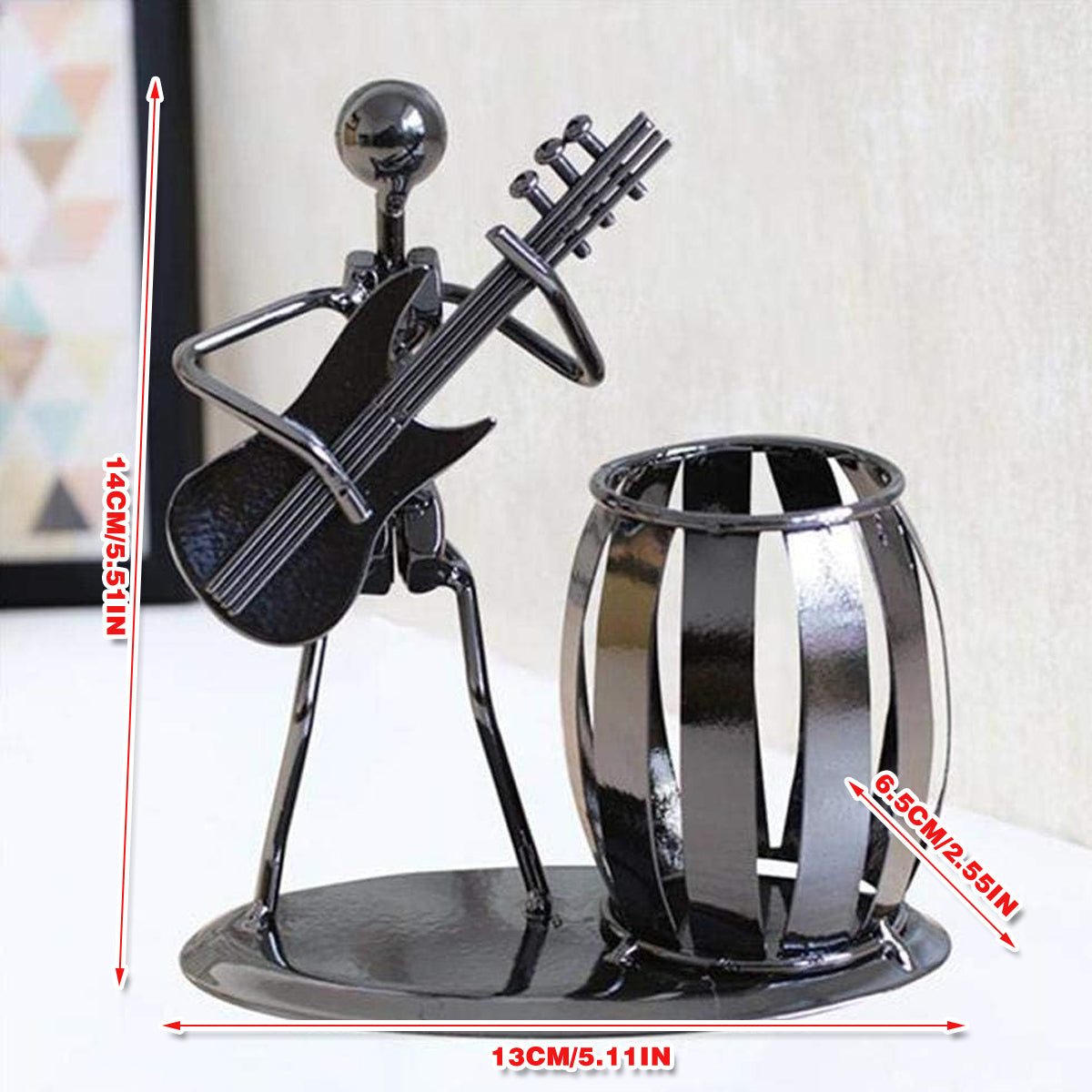 Pencil Holder Vintage Musical Design Iron Black Finish