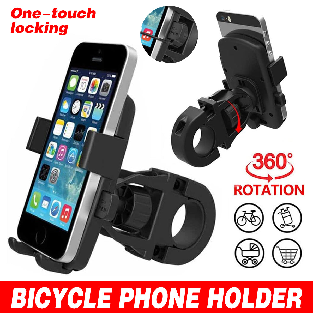 360 Degree Phone Holder Handlebar Mount Motorcycle