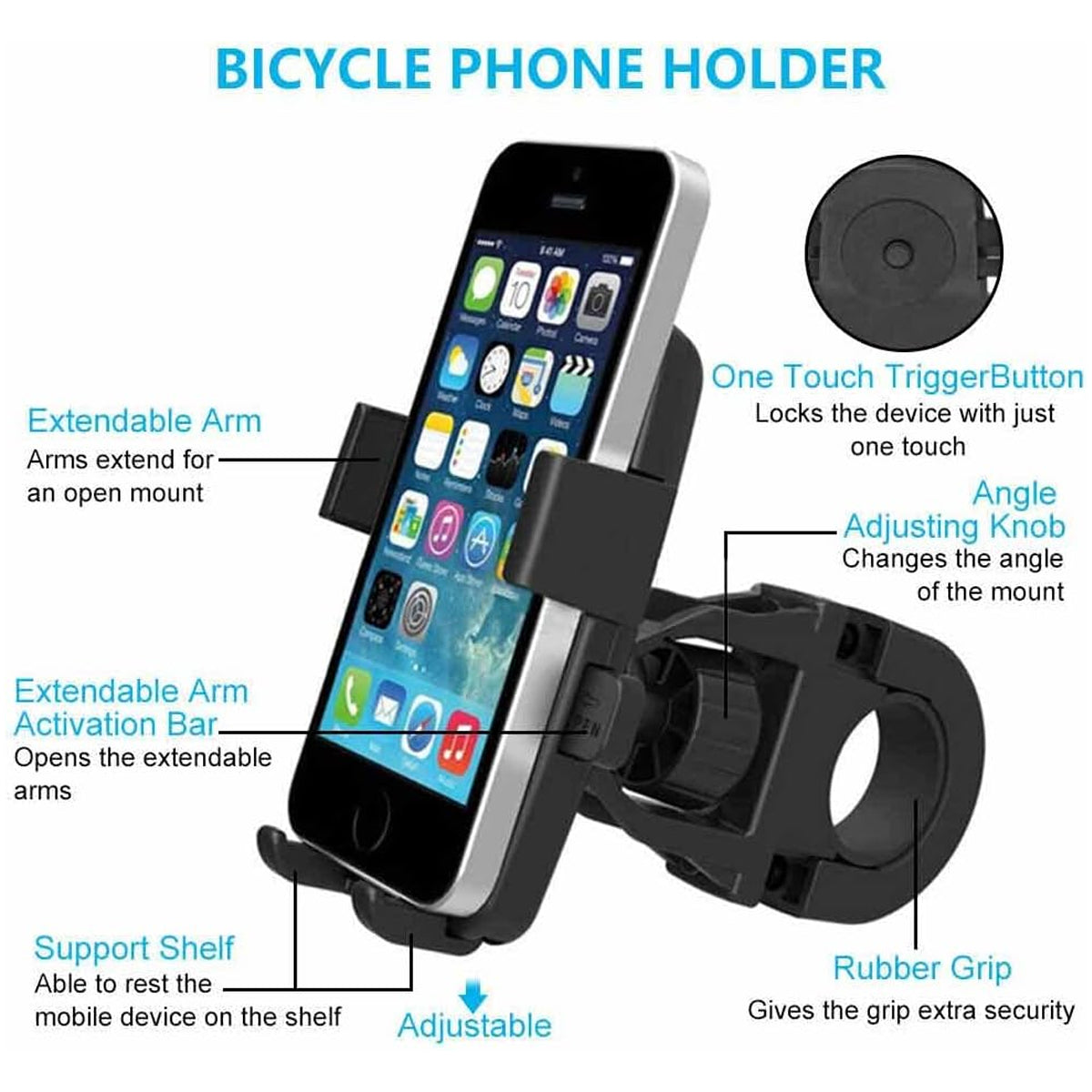360 Degree Phone Holder Handlebar Mount Motorcycle