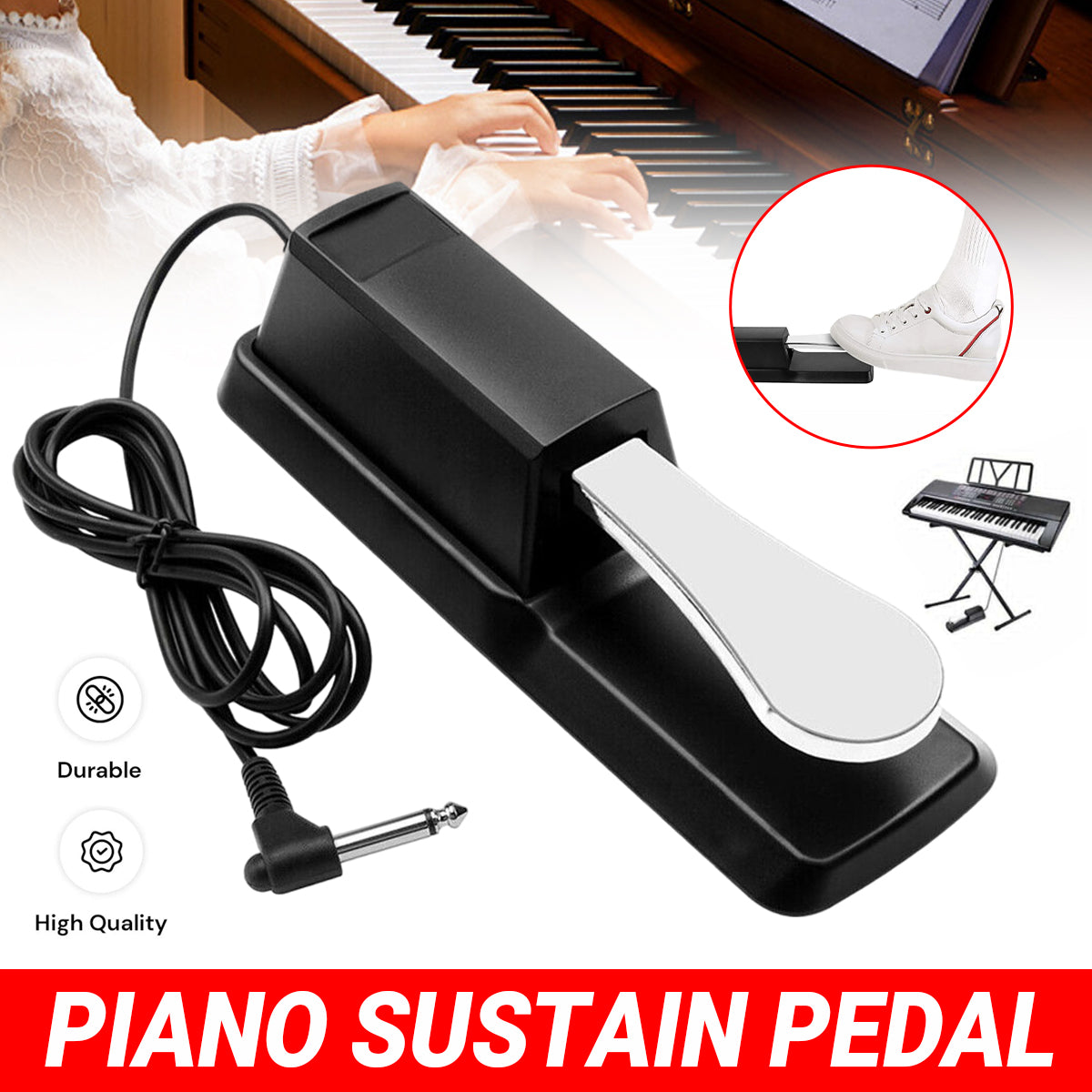 Universal Sustain Pedal for Digital Piano Keyboard