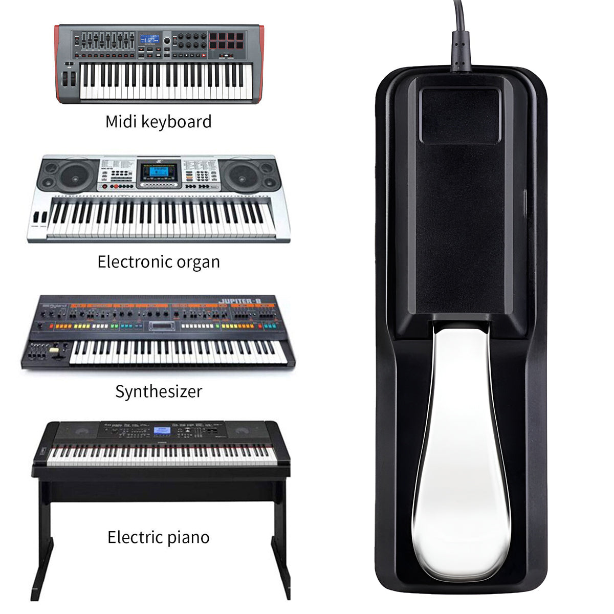 Universal Sustain Pedal for Digital Piano Keyboard