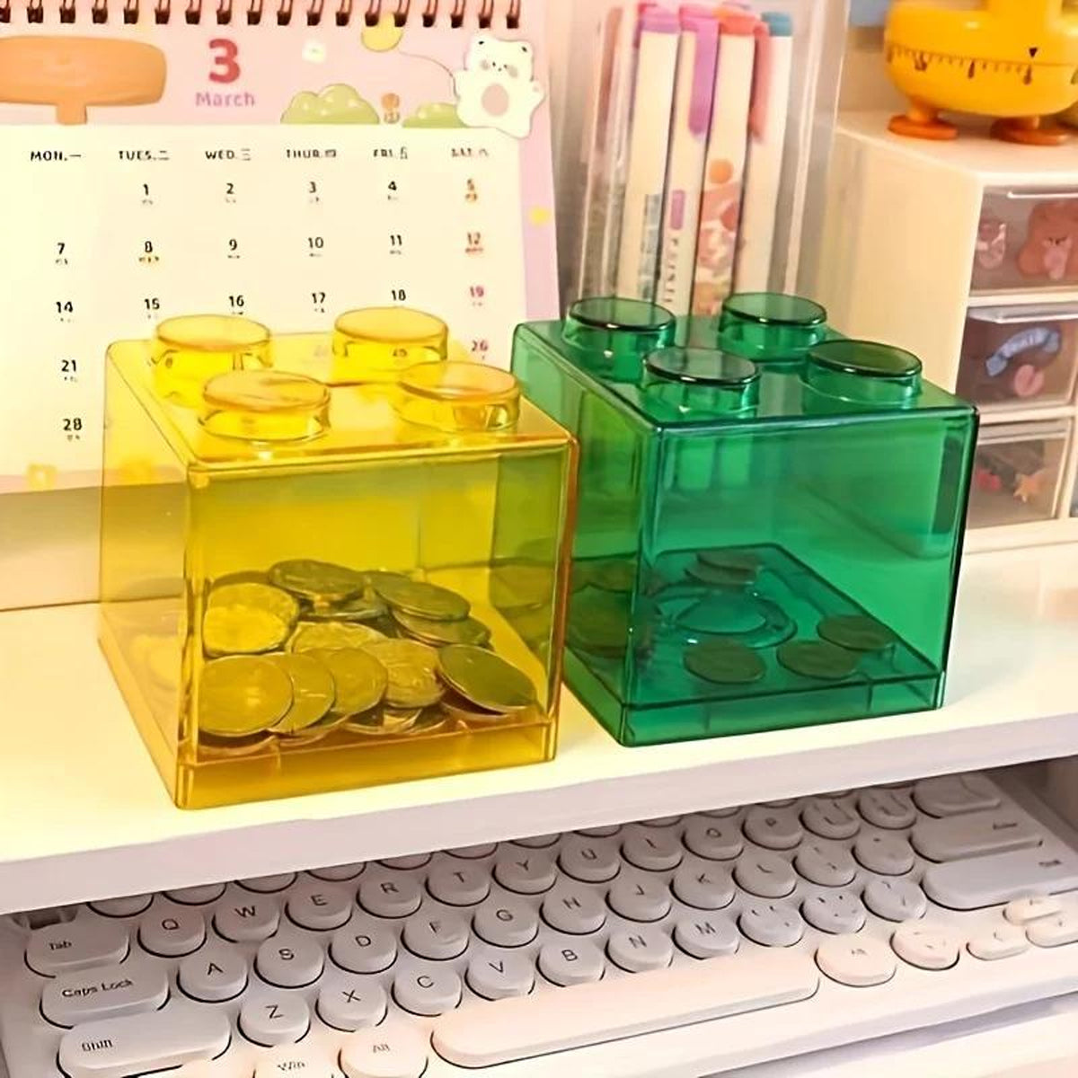 6pcs Stackable Building Block Coin Bank Set