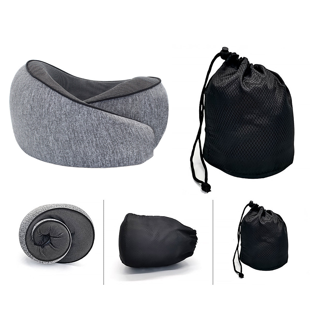 Memory Foam U-Shaped Travel Neck Pillow with Bag