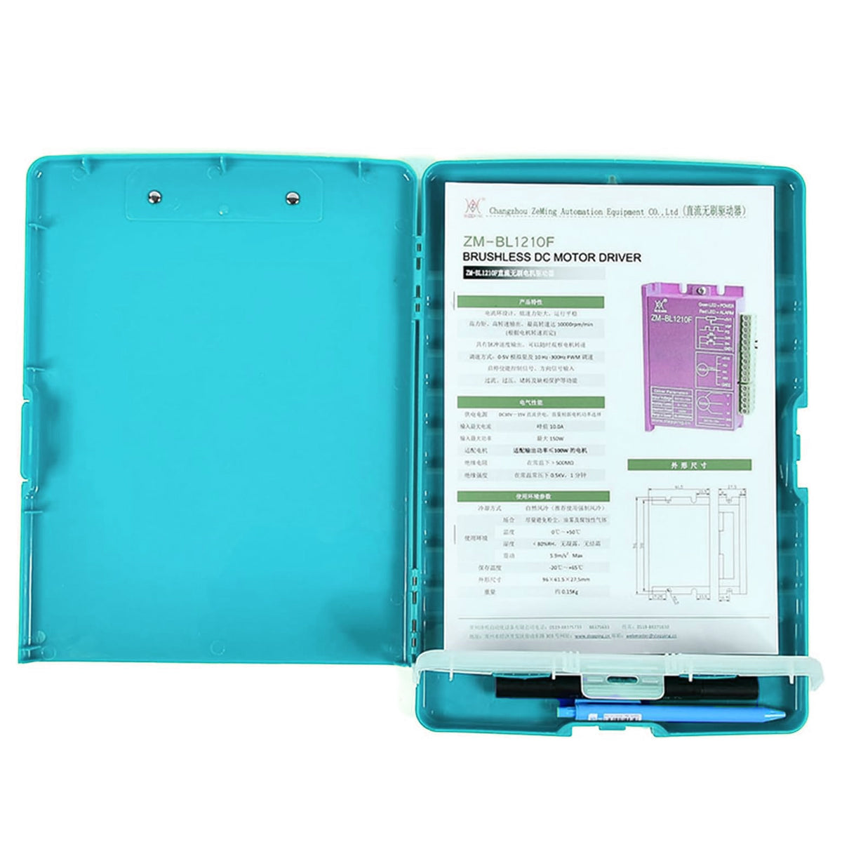 Clipboard Storage Box with Strong Clip Waterproof PP Blue