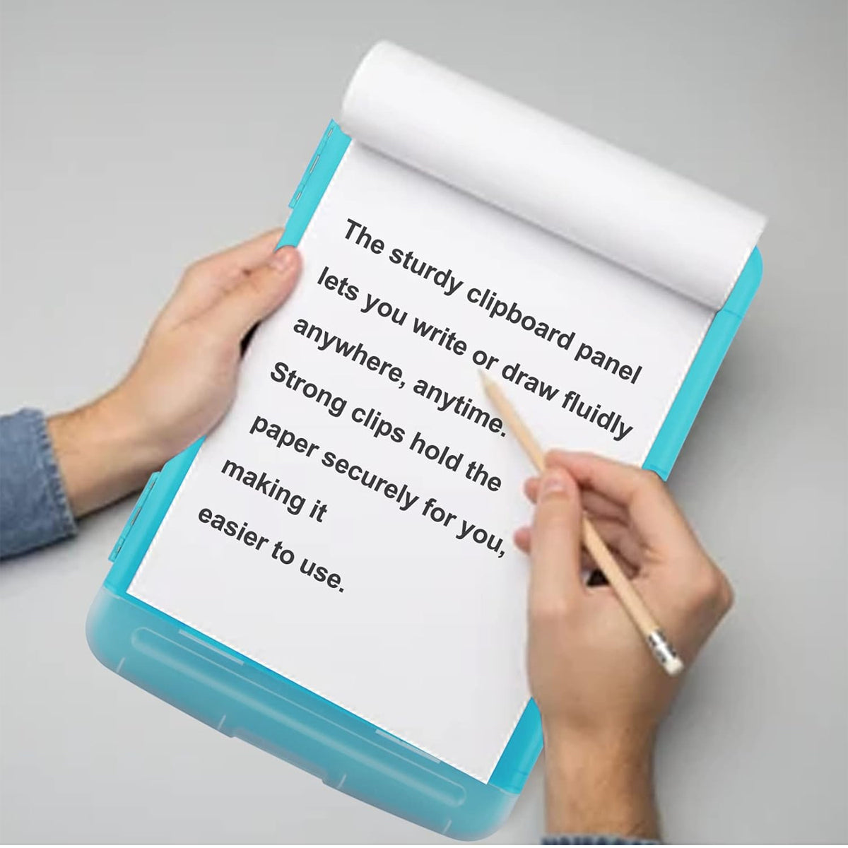 Clipboard Storage Box with Strong Clip Waterproof PP Blue