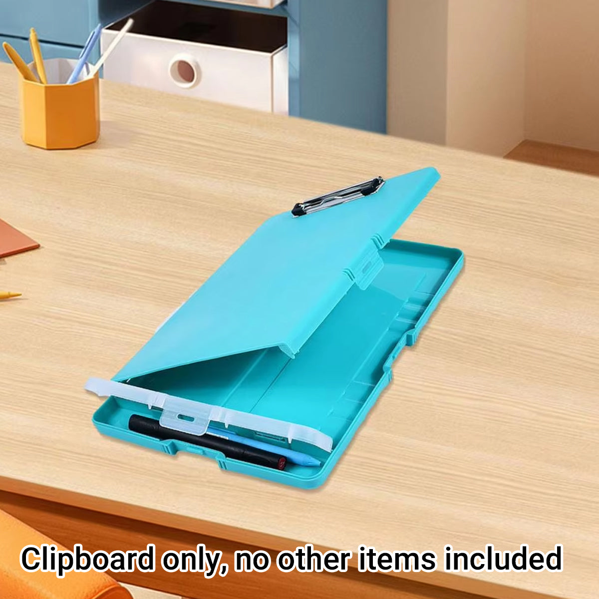 Clipboard Storage Box with Strong Clip Waterproof PP Blue