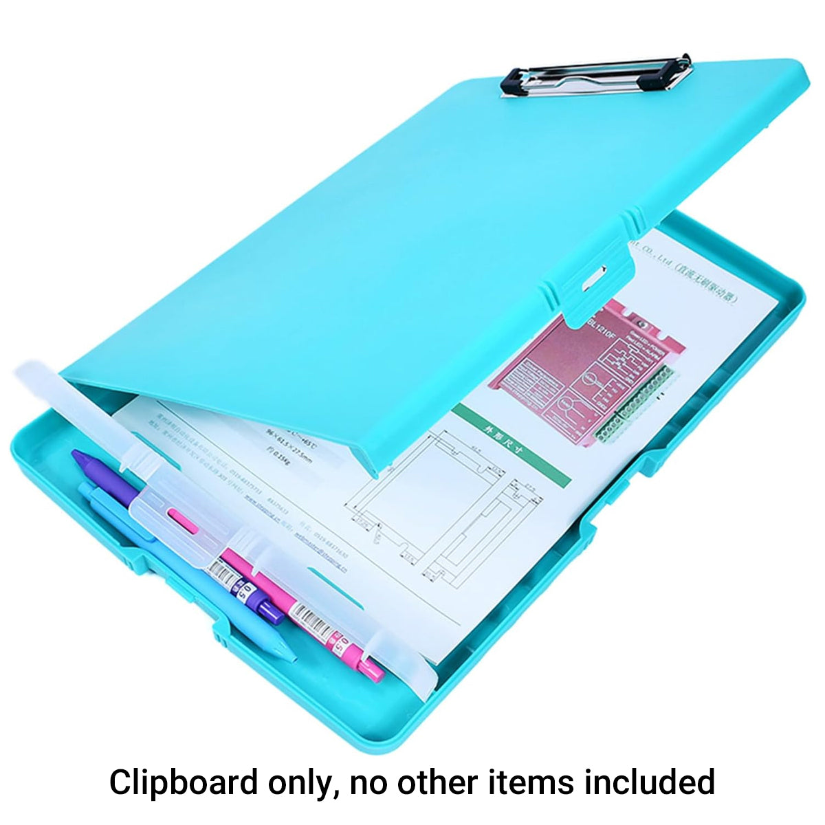 Clipboard Storage Box with Strong Clip Waterproof PP Blue