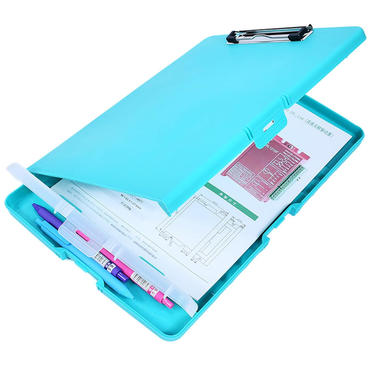 Clipboard Storage Box Strong Clip Waterproof PP Blue