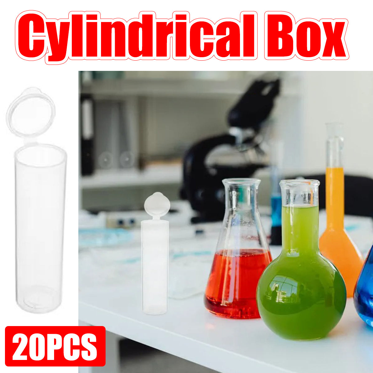 20pcs Clear Plastic Cylinder Storage Containers
