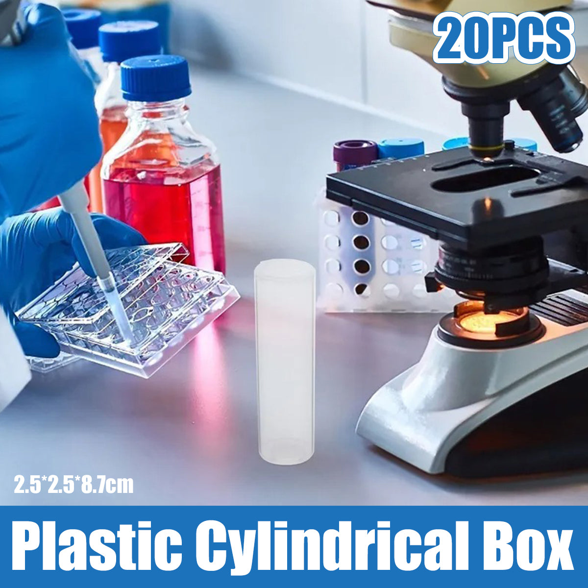 20pcs Clear Plastic Cylinder Storage Containers