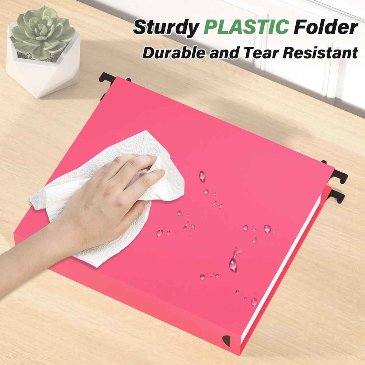 6 Pcs PP Hanging File Folders Retractable Hooks Assorted Colours