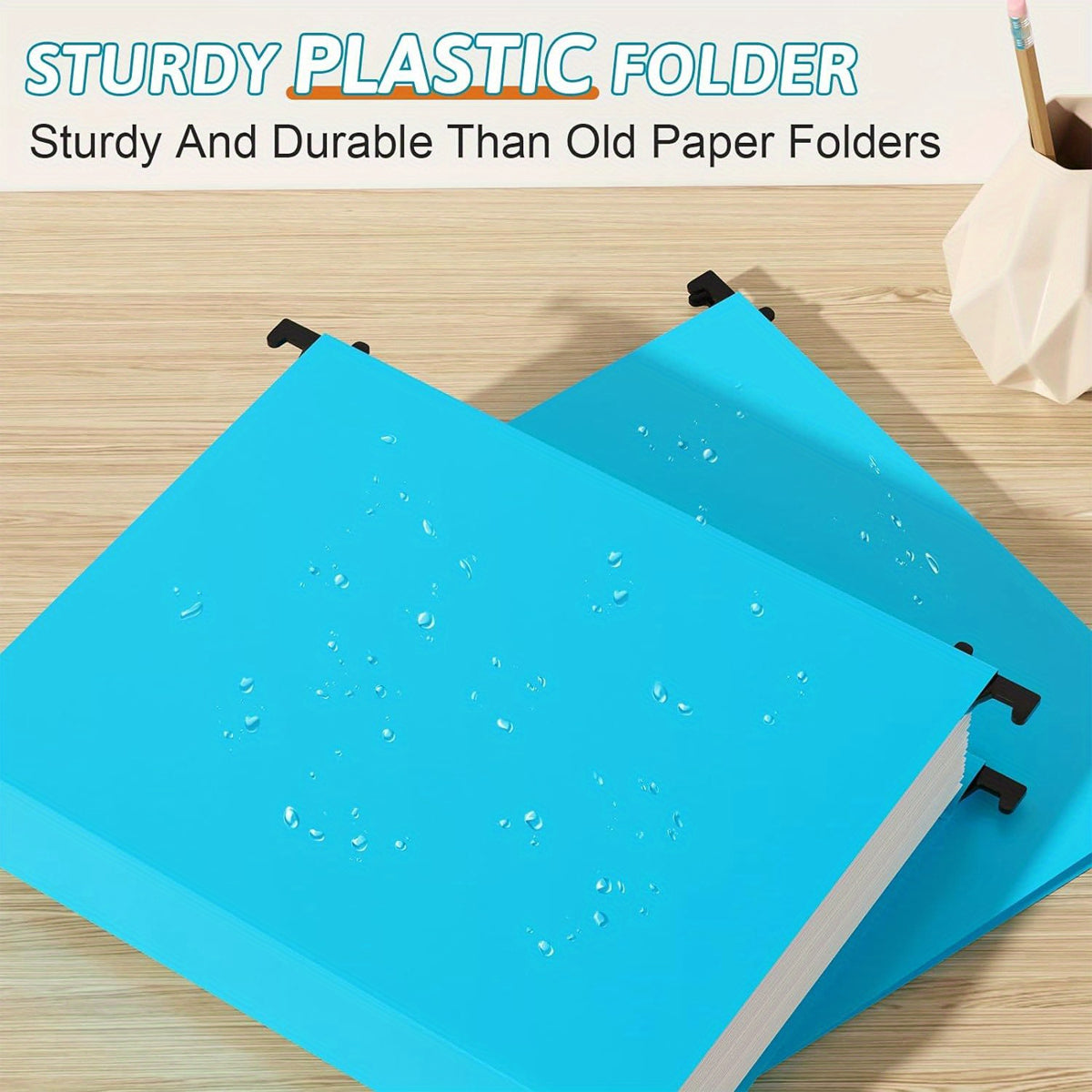 6 Pcs PP Hanging File Folders Retractable Hooks Assorted Colours