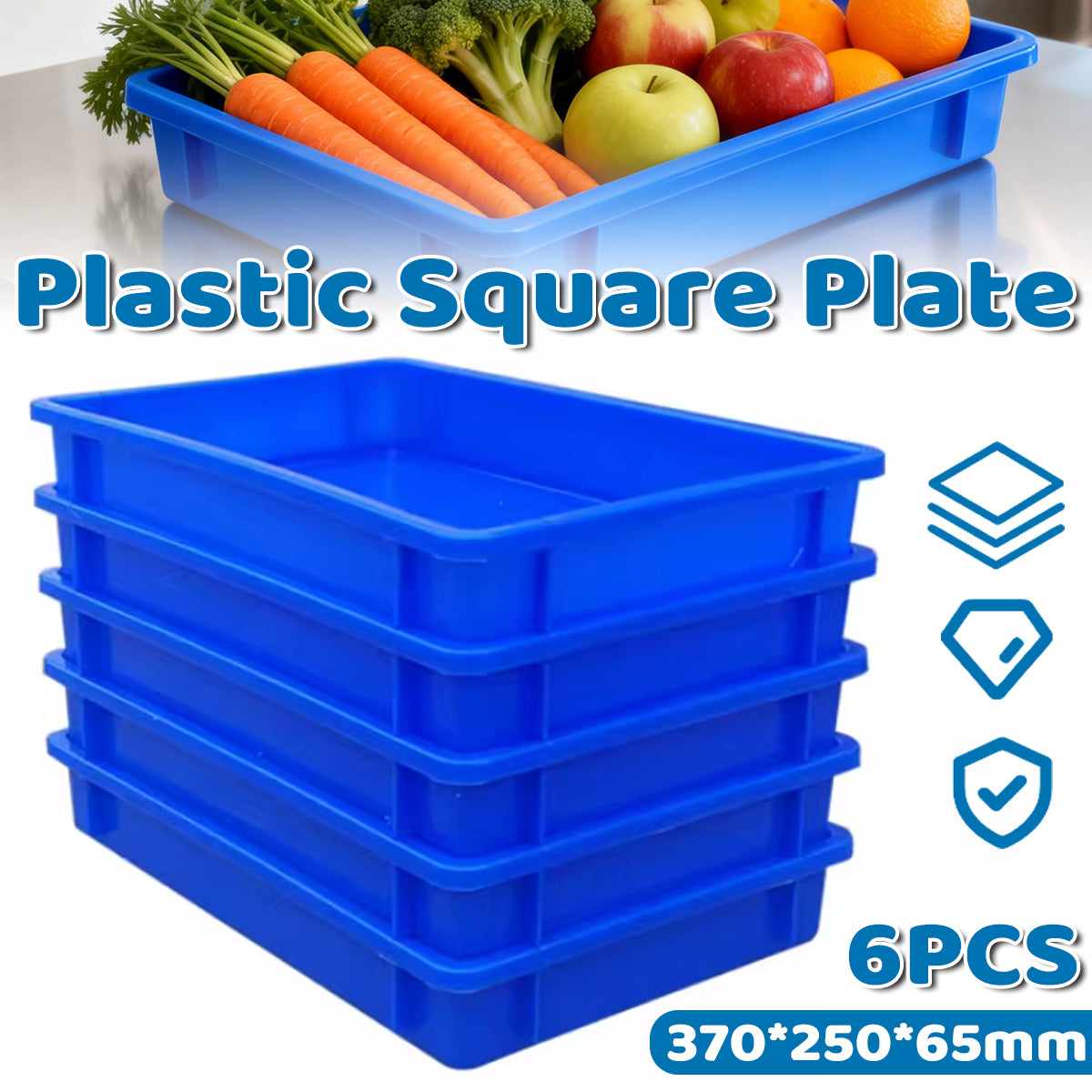 Stackable Plastic Food Storage Containers 6pcs